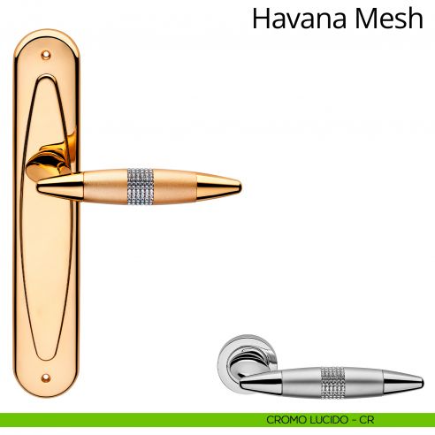 Maniglia Swarovski con placca per porta Havana Mesh Linea Calì - cromo lucido - placca cieca