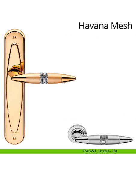 Maniglia Swarovski con placca per porta Havana Mesh Linea Calì - cromo lucido - placca cieca