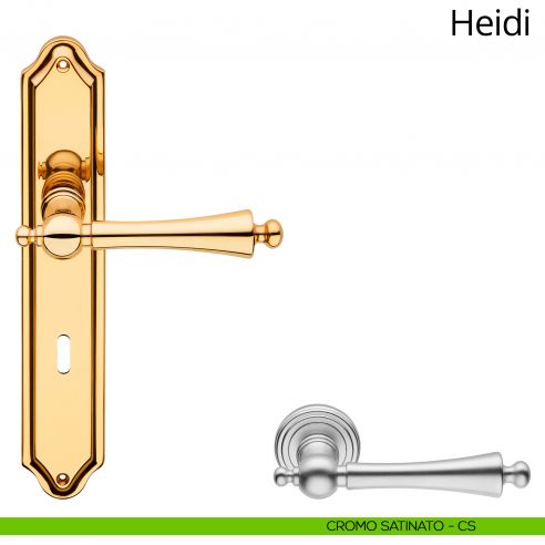 Maniglia con placca per porta Heidi Linea Calì - cromo satinato - foro patent