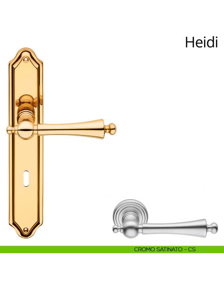 Maniglia con placca per porta Heidi Linea Calì - cromo satinato - foro patent
