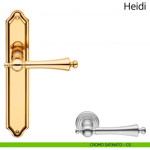Maniglia con placca per porta Heidi Linea Calì - cromo satinato - placca cieca