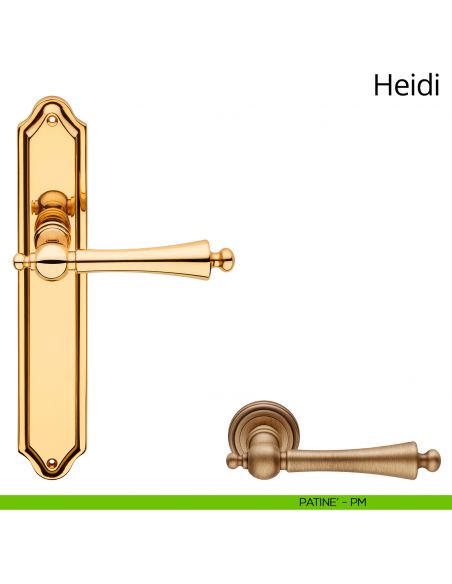 Maniglia con placca per porta Heidi Linea Calì - patinè - placca cieca