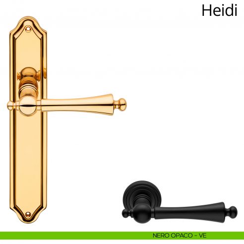 Maniglia con placca per porta Heidi Linea Calì - nero opaco - placca cieca