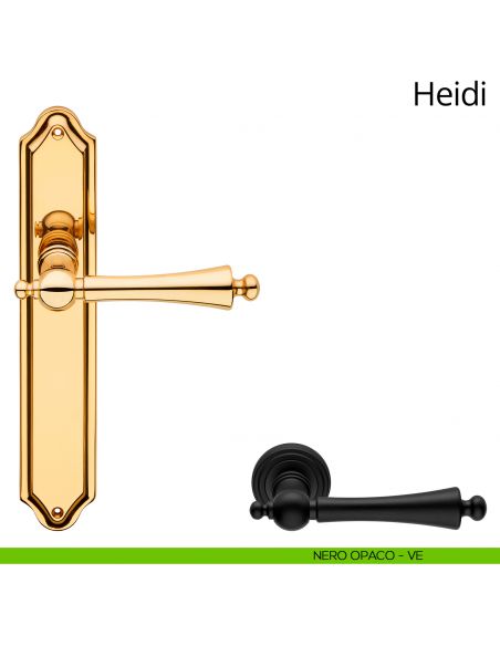 Maniglia con placca per porta Heidi Linea Calì - nero opaco - placca cieca