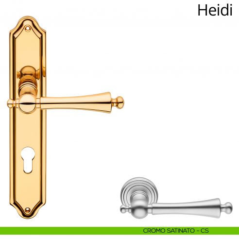 Maniglia con placca per porta Heidi Linea Calì - cromo satinato - foro yale