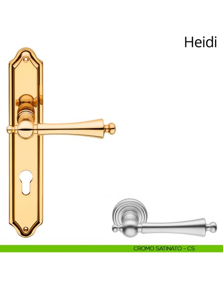 Maniglia con placca per porta Heidi Linea Calì - cromo satinato - foro yale