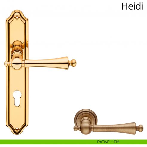 Maniglia con placca per porta Heidi Linea Calì - patinè - foro yale