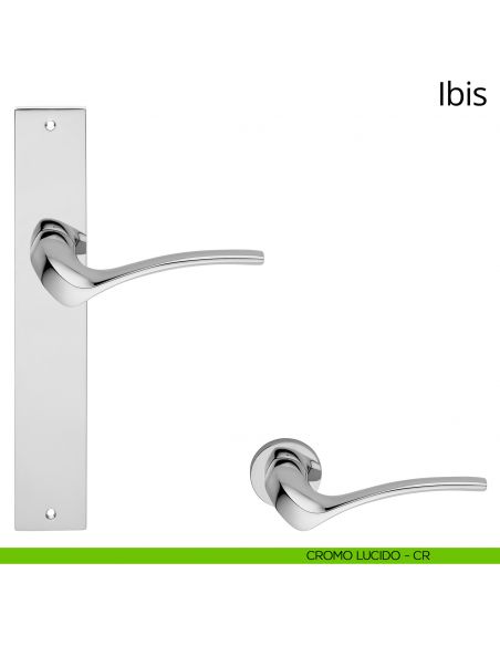 Maniglia con placca per porta Ibis Linea Calì - cromo lucido - placca cieca