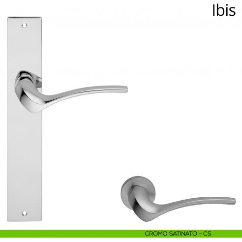 Maniglia con placca per porta Ibis Linea Calì - cromo satinato - placca cieca