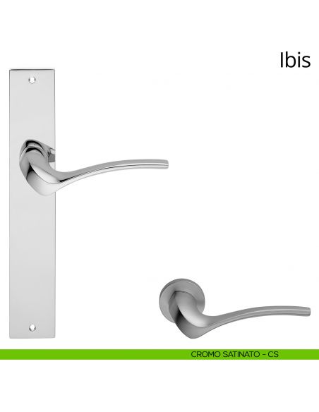Maniglia con placca per porta Ibis Linea Calì - cromo satinato - placca cieca