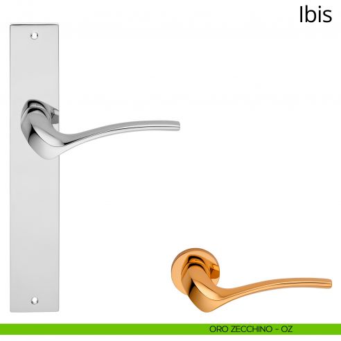 Maniglia con placca per porta Ibis Linea Calì - oro zecchino - placca cieca