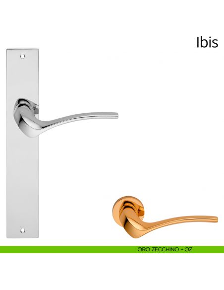 Maniglia con placca per porta Ibis Linea Calì - oro zecchino - placca cieca