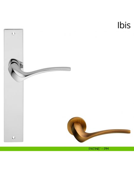 Maniglia con placca per porta Ibis Linea Calì - patinè - placca cieca