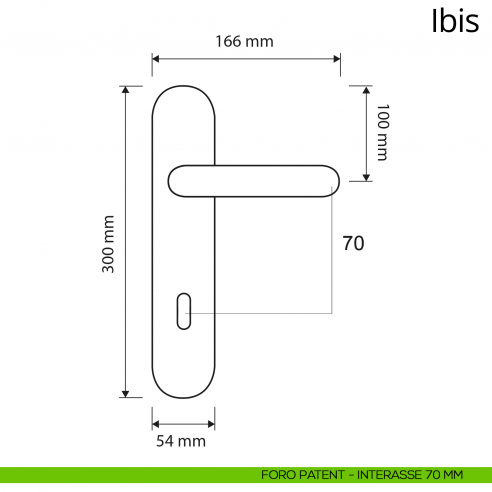 Maniglia con placca per porta Ibis Linea Calì placca foro patent interasse 70 mm