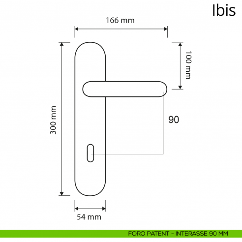 Maniglia con placca per porta Ibis Linea Calì placca foro patent interasse 90 mm