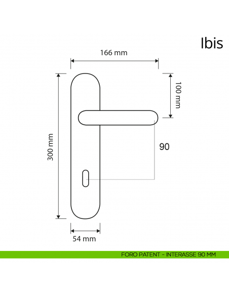 Maniglia con placca per porta Ibis Linea Calì placca foro patent interasse 90 mm