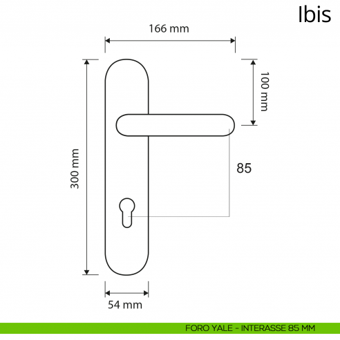 Maniglia con placca per porta Ibis Linea Calì placca foro yale interasse 85 mm
