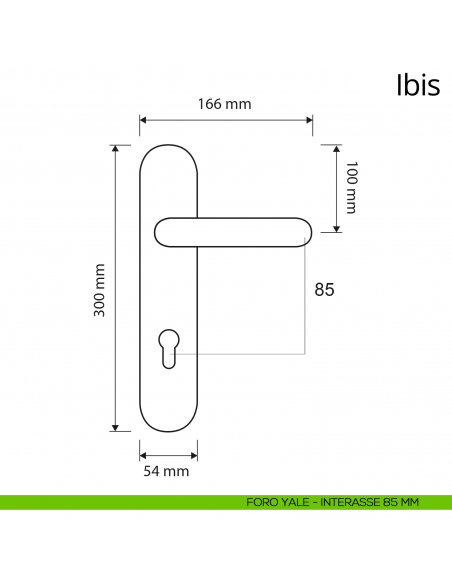 Maniglia con placca per porta Ibis Linea Calì placca foro yale interasse 85 mm