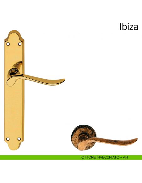 Maniglia con placca per porta Ibiza Linea Calì - ottone invecchiato - placca cieca