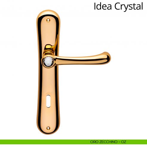 Maniglia Swarovski con placca per porta Idea Crystal Linea Calì - oro zecchino - foro patent