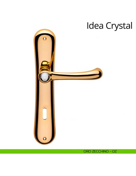 Maniglia Swarovski con placca per porta Idea Crystal Linea Calì - oro zecchino - foro patent