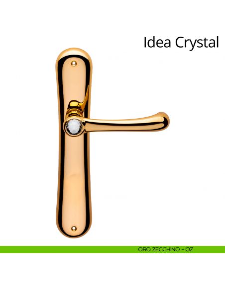 Maniglia Swarovski con placca per porta Idea Crystal Linea Calì - oro zecchino - placca cieca