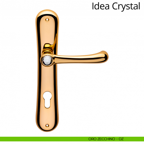 Maniglia Swarovski con placca per porta Idea Crystal Linea Calì - oro zecchino - foro yale