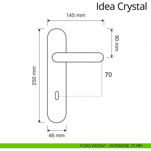 Maniglia Swarovski con placca per porta Idea Crystal Linea Calì placca foro patent interasse 70 mm