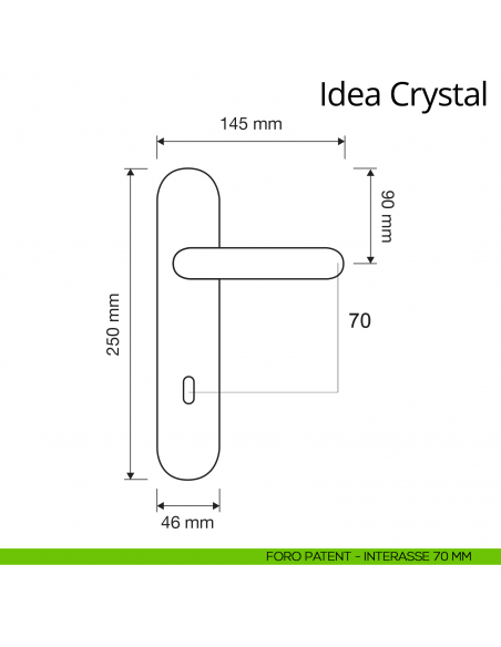 Maniglia Swarovski con placca per porta Idea Crystal Linea Calì placca foro patent interasse 70 mm