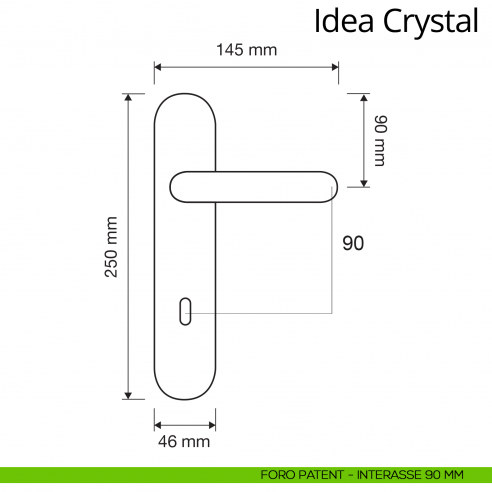 Maniglia Swarovski con placca per porta Idea Crystal Linea Calì placca foro patent interasse 90 mm