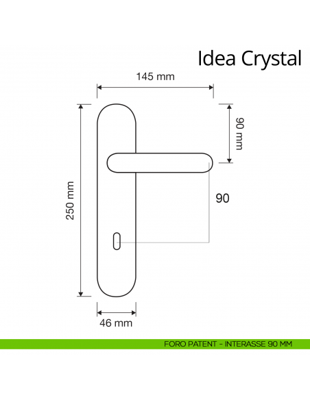 Maniglia Swarovski con placca per porta Idea Crystal Linea Calì placca foro patent interasse 90 mm