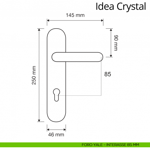 Maniglia Swarovski con placca per porta Idea Crystal Linea Calì placca foro yale interasse 85 mm