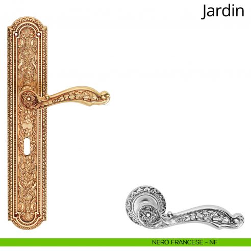 Maniglia con placca per porta Jardin Linea Calì - nero francese - foro patent