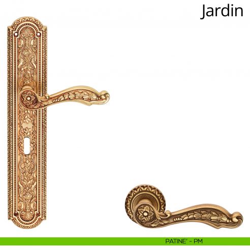 Maniglia con placca per porta Jardin Linea Calì - patinè - foro patent