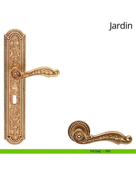 Maniglia con placca per porta Jardin Linea Calì - patinè - foro patent