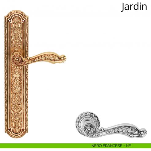 Maniglia con placca per porta Jardin Linea Calì - nero francese - placca cieca