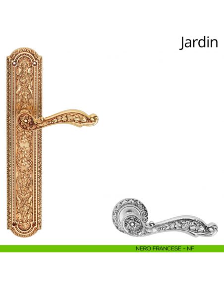 Maniglia con placca per porta Jardin Linea Calì - nero francese - placca cieca