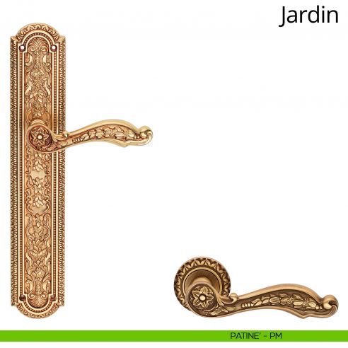 Maniglia con placca per porta Jardin Linea Calì - patinè - placca cieca