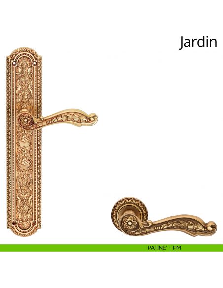 Maniglia con placca per porta Jardin Linea Calì - patinè - placca cieca