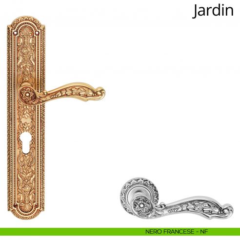 Maniglia con placca per porta Jardin Linea Calì - nero francese - foro yale