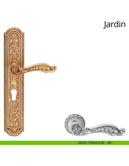 Maniglia con placca per porta Jardin Linea Calì - nero francese - foro yale