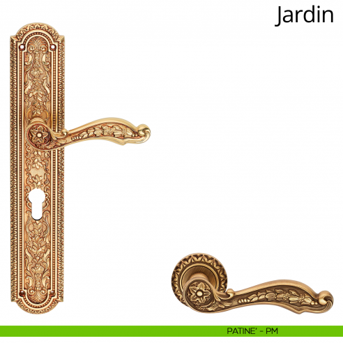 Maniglia con placca per porta Jardin Linea Calì - patinè - foro yale