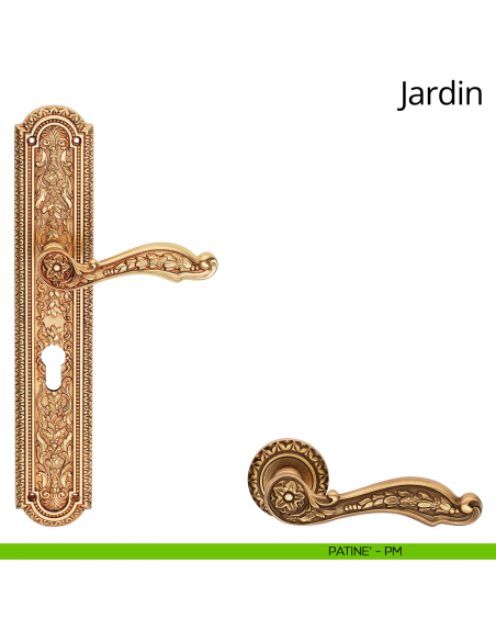 Maniglia con placca per porta Jardin Linea Calì - patinè - foro yale