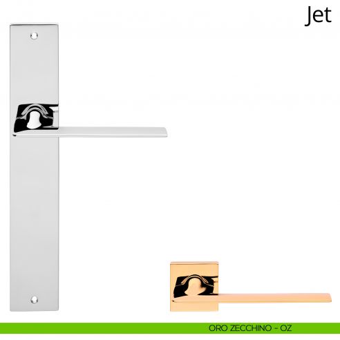 Maniglia con placca per porta Jet Linea Calì - oro zecchino - placca cieca