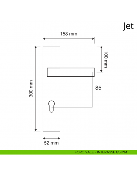 Maniglia con placca per porta Jet Linea Calì placca foro yale interasse 85 mm