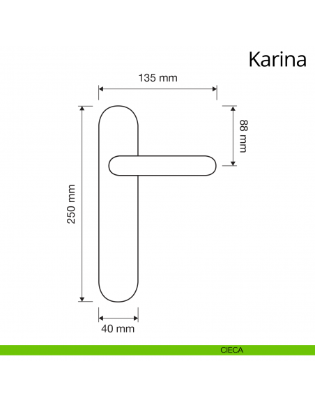 Maniglia con placca per porta Karina Linea Calì placca cieca
