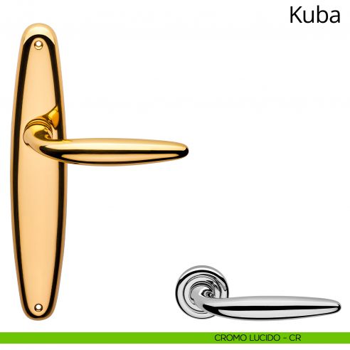 Maniglia con placca per porta Kuba Linea Calì - cromo lucido - placca cieca
