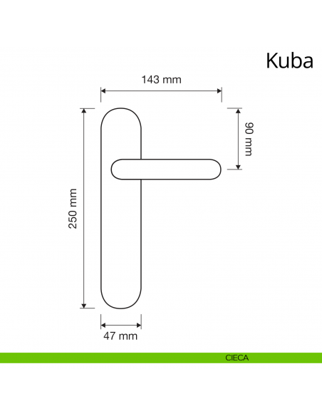 Maniglia con placca per porta Kuba Linea Calì placca cieca