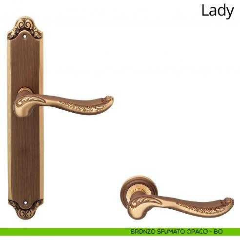 Maniglia con placca per porta Lady Linea Calì - bronzo sfumato opaco - placca cieca