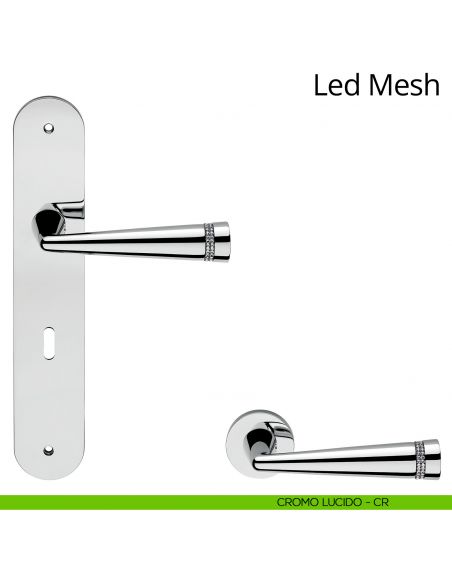 Maniglia Swarovski con placca per porta Led Mesh Linea Calì - cromo lucido - foro patent